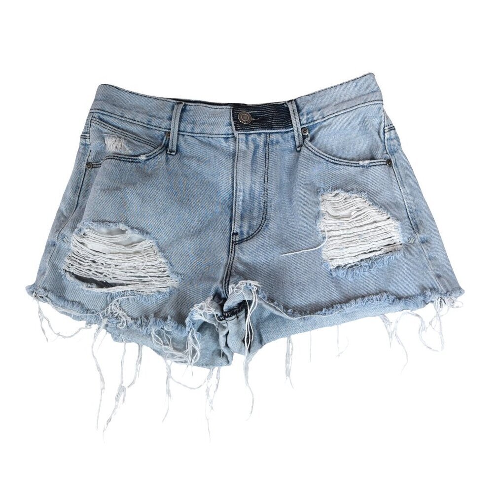 RtA Los Angeles Distressed Cutoff Shorts Size 26 Light Wash Frayed Hem Ripped Gr